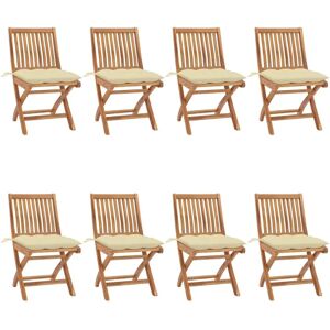 vidaXL Faltbare Gartenstühle mit Kissen - Langlebiges Teakholz vidaXL Faltbare Gartenstühle mit Kissen - Langlebiges Teakholz