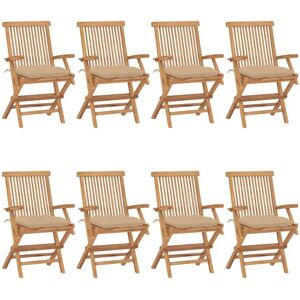 VidaXL Gartenset - Teak Beige, Klappbar, 8 Stück VidaXL Gartenset - Teak Beige, Klappbar, 8 Stück