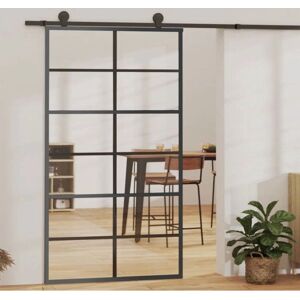 vidaXL Black ESG Glass Aluminium Sliding Door - Sliding Door vidaXL Black ESG Glass Aluminium Sliding Door - Sliding Door