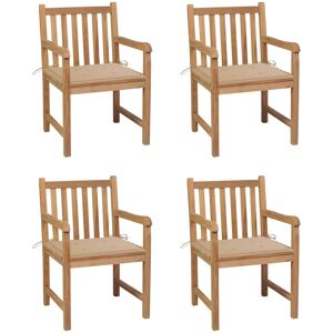 VidaXL Gartensessel Teak Beige - Set aus 6 Stühlen VidaXL Gartensessel Teak Beige - Set aus 6 Stühlen