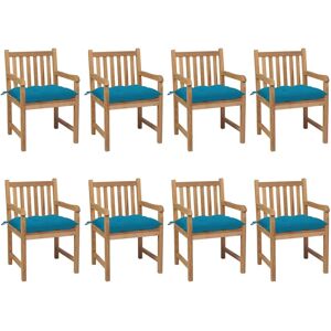 vidaXL Gartenstühle 8 Stück Teakholz Kissen Blau - Gartenmöbel vidaXL Gartenstühle 8 Stück Teakholz Kissen Blau - Gartenmöbel