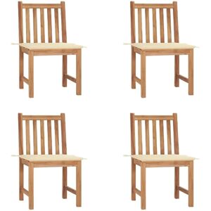 vidaXL Gartenstühle Set Teak Holz 4 Stück Creme - Garteneinrichtung vidaXL Gartenstühle Set Teak Holz 4 Stück Creme - Garteneinrichtung