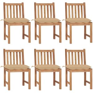 vidaXL Gartenstuhl mit Kissen 6er-Set - Teak - beige vidaXL Gartenstuhl mit Kissen 6er-Set - Teak - beige