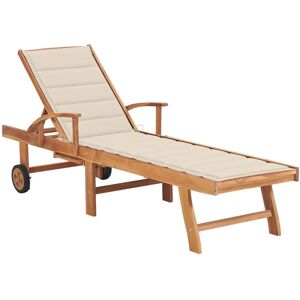 VidaXL Gartenstuhl - Gepolstert, Teak, Stahl, Verstellbar - Lounge VidaXL Gartenstuhl - Gepolstert, Teak, Stahl, Verstellbar - Lounge