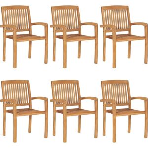 vidaXL Teak Garden Chairs - 6 pcs Stackable Outdoor Furniture vidaXL Teak Garden Chairs - 6 pcs Stackable Outdoor Furniture