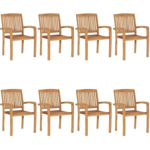 vidaXL Teak Garden Chairs - Stackable, Indoor/Outdoor - 8 pcs vidaXL Teak Garden Chairs - Stackable, Indoor/Outdoor - 8 pcs