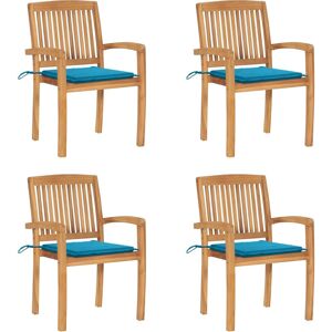 vidaXL Stapelbare Gartensessel - Langlebiges Teak mit Kissen vidaXL Stapelbare Gartensessel - Langlebiges Teak mit Kissen