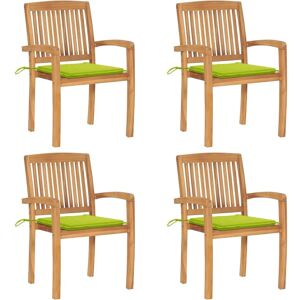vidaXL Teak Stapelbare Gartenstühle - 4 Stück vidaXL Teak Stapelbare Gartenstühle - 4 Stück