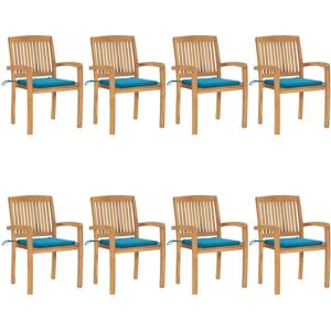 vidaXL Teak Gartenstühle stapelbar mit Kissen - Gartenmöbel-Set vidaXL Teak Gartenstühle stapelbar mit Kissen - Gartenmöbel-Set