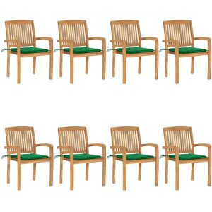 vidaxl Stapelbare Gartensessel-Set - Robustes Teak mit Kissen vidaxl Stapelbare Gartensessel-Set - Robustes Teak mit Kissen