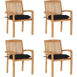 vidaXL Stapelbare tuinstoelen met kussens - Tuinmeubelset vidaXL Stapelbare tuinstoelen met kussens - Tuinmeubelset