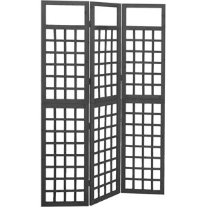 vidaXL Black Fir Wood 3-Panel Room Divider - Room Divider vidaXL Black Fir Wood 3-Panel Room Divider - Room Divider