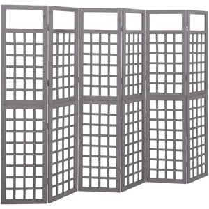 vidaXL Solid Fir Wood 6-Panel Room Divider/Trellis Grey - Room Divider/Trellis vidaXL Solid Fir Wood 6-Panel Room Divider/Trellis Grey - Room Divider/Trellis