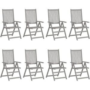 vidaXL Gartenliegestühle mit Kissen - Holz, Grau, 8 Stück vidaXL Gartenliegestühle mit Kissen - Holz, Grau, 8 Stück