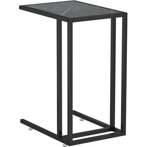vidaXL Black Marble Computer Side Table - Side Table vidaXL Black Marble Computer Side Table - Side Table