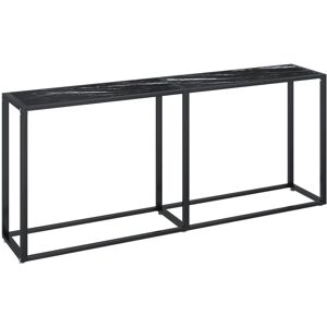 vidaXL Console Table Black Marble Tempered Glass - Console Table vidaXL Console Table Black Marble Tempered Glass - Console Table
