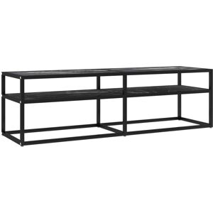 vidaXL Black Marble TV Cabinet - 140x40x40.5 cm - Tempered Glass vidaXL Black Marble TV Cabinet - 140x40x40.5 cm - Tempered Glass