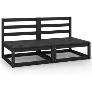 vidaXL Solid Pinewood Garden 2-Seater Sofa Black - Garden Sofa vidaXL Solid Pinewood Garden 2-Seater Sofa Black - Garden Sofa