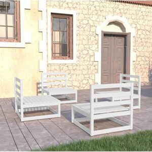 vidaXL Outdoor Furniture Set 4-Piece White Wooden Garden Lounge vidaXL Outdoor Furniture Set 4-Piece White Wooden Garden Lounge