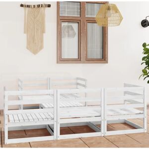 vidaXL Solid Pinewood Garden Lounge Set 6 Piece White - Garden Set vidaXL Solid Pinewood Garden Lounge Set 6 Piece White - Garden Set