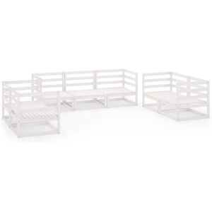 vidaXL Garden Lounge Set 7 Piece White Solid Pinewood vidaXL Garden Lounge Set 7 Piece White Solid Pinewood