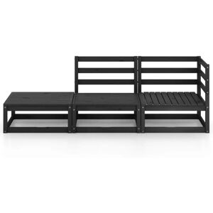 vidaXL Outdoor Furniture Set 3 Piece Black Pinewood Garden Lounge vidaXL Outdoor Furniture Set 3 Piece Black Pinewood Garden Lounge