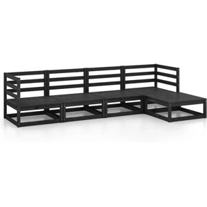 vidaXL Garden Lounge Set 5 Piece Black Solid Pinewood vidaXL Garden Lounge Set 5 Piece Black Solid Pinewood