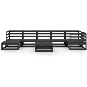 vidaXL Outdoor Furniture Set - 8 Piece Black Pinewood vidaXL Outdoor Furniture Set - 8 Piece Black Pinewood