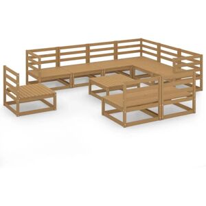 Conjunto de Muebles de Jardín vidaXL - Madera de Pino Maciza 10 Piezas Marrón Miel Conjunto de Muebles de Jardín vidaXL - Madera de Pino Maciza 10 Piezas Marrón Miel