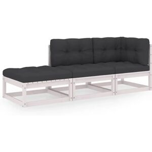 vidaXL Outdoor Möbel Set 3-tlg. Modulares Gartensofa Weiß vidaXL Outdoor Möbel Set 3-tlg. Modulares Gartensofa Weiß