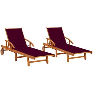 vidaXL Sitzgruppen im Freien - Verstellbare Akazienholz-Liegestühle mit Kissen vidaXL Sitzgruppen im Freien - Verstellbare Akazienholz-Liegestühle mit Kissen