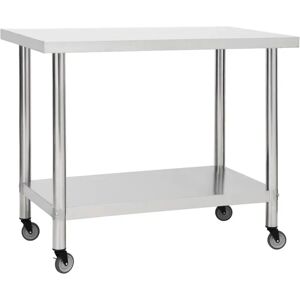 vidaXL Kitchen Work Table with Castors 100x45x85 cm Stainless Steel - Kitchen work table vidaXL Kitchen Work Table with Castors 100x45x85 cm Stainless Steel - Kitchen work table