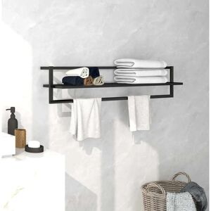 vidaXL Towel Rack Black Steel Bathroom Wall-Mounted Towel Rack Hanger Holder vidaXL Towel Rack Black Steel Bathroom Wall-Mounted Towel Rack Hanger Holder