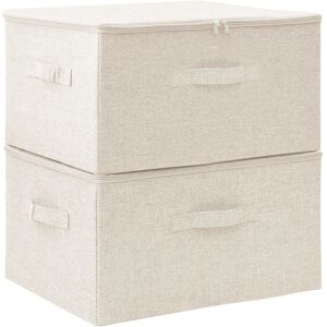 vidaXL 2x Storage Boxes Fabric Cream - Storage Boxes vidaXL 2x Storage Boxes Fabric Cream - Storage Boxes