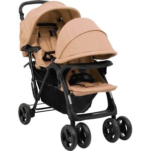 vidaXL Zwillingswagen Taupe Stahl - Zwillingswagen vidaXL Zwillingswagen Taupe Stahl - Zwillingswagen