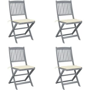 VidaXL Outdoor Stühle - Faltbar Akazienholz mit Kissen - 8 Stück VidaXL Outdoor Stühle - Faltbar Akazienholz mit Kissen - 8 Stück