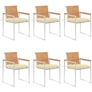 Sillas de jardín Vida XL con cojines - Madera de teca - Blanco Sillas de jardín Vida XL con cojines - Madera de teca - Blanco