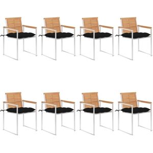 Vida XL Tuinstoelen 8 stuks met kussens - Teakhout Vida XL Tuinstoelen 8 stuks met kussens - Teakhout