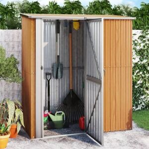 vidaXL Garden Shed 180.5x97x209.5 cm Galvanised Steel Wooden Look - Garden Shed vidaXL Garden Shed 180.5x97x209.5 cm Galvanised Steel Wooden Look - Garden Shed