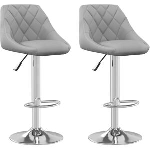 vidaXL Bar Stool 2 pcs Light Grey Velvet - Bar Stool vidaXL Bar Stool 2 pcs Light Grey Velvet - Bar Stool
