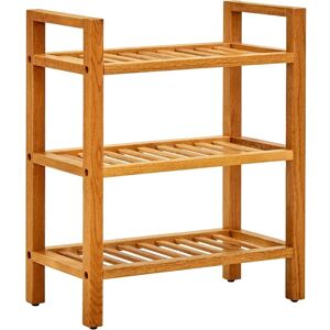 vidaXL Solid Oak Wood Shoe Rack with 3 Shelves - Shoe Rack vidaXL Solid Oak Wood Shoe Rack with 3 Shelves - Shoe Rack