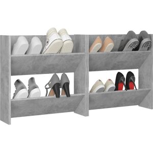 vidaXL Wall-mounted Shoe Cabinets - 2 pcs, Concrete Grey 60x18x60 cm vidaXL Wall-mounted Shoe Cabinets - 2 pcs, Concrete Grey 60x18x60 cm