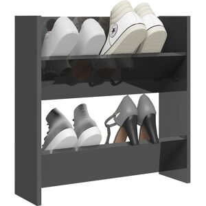 vidaXL Grey Wall Shoe Cabinet with 2 Shelves - Shoe Storage Furniture vidaXL Grey Wall Shoe Cabinet with 2 Shelves - Shoe Storage Furniture