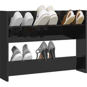 vidaXL Wall-mounted shoe cabinet High Gloss Black 80x18x60 cm - Shoe Cabinet vidaXL Wall-mounted shoe cabinet High Gloss Black 80x18x60 cm - Shoe Cabinet