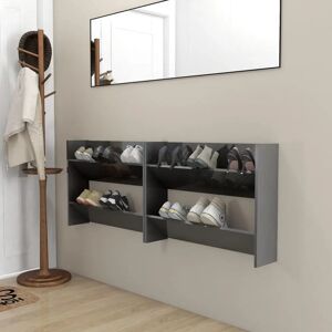 vidaXL Wall Shoe Cabinets High Gloss Grey - Shoe Rack Shelf vidaXL Wall Shoe Cabinets High Gloss Grey - Shoe Rack Shelf