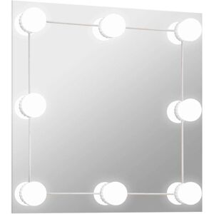 vidaXL Wall Mirror with LED Lights Square Glass Wall-Mounted Makeup Mirror - Wall Mirror vidaXL Wall Mirror with LED Lights Square Glass Wall-Mounted Makeup Mirror - Wall Mirror