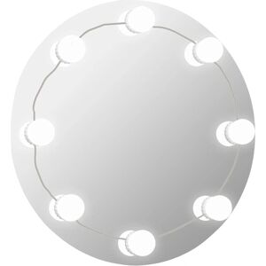 vidaXL Wall Mirror with LED Lights Round Glass - Wall-Mounted Mirror vidaXL Wall Mirror with LED Lights Round Glass - Wall-Mounted Mirror