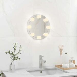 vidaXL Wall Frameless Mirror with LED Lights Round Glass Wall-Mounted Mirror vidaXL Wall Frameless Mirror with LED Lights Round Glass Wall-Mounted Mirror