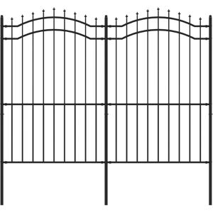 vidaXL Garden Fence with Spear Top Black Steel Fence - Garden Fence vidaXL Garden Fence with Spear Top Black Steel Fence - Garden Fence