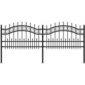 vidaXL Garden Fence Black Steel Spear Top 115cm - Garden Fence vidaXL Garden Fence Black Steel Spear Top 115cm - Garden Fence